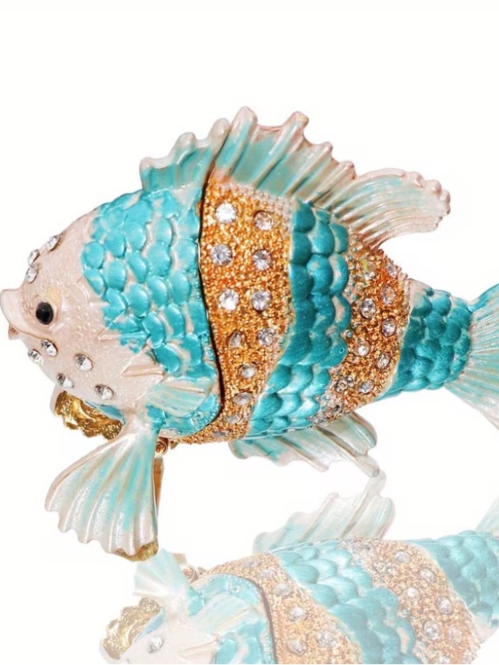 Tropical Fish Hinged Trinket Box Figurine Decorative Ring Jewelry Holder